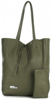 Torebki Skórzane VITTORIA GOTTI Modny Shopperbag z Etui Zielona