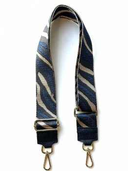 Modny Pasek Do Torebki Zebra P002 Granatowy/Beżowy
