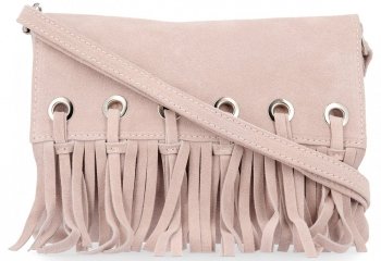Vittoria Gotti Made in Italy Rewelacyjna Listonoszka Skórzana w stylu Boho Pudrowy Róż