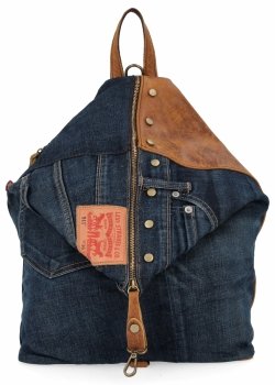 Modny Plecak Damski w Rozmiarze XL 5883 Brązowy/Jeansowy