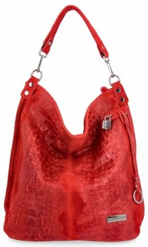 Torebka Skórzana XL w Motyw Aligatora Vittoria Gotti Czerwona