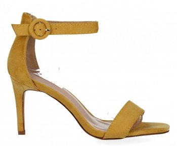 Żółte sandały damskie na obcasie firmy Bellucci