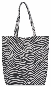 Modna Torebka Skórzana Shopper Bag z Kosmetyczką 168 Biała/Czarna