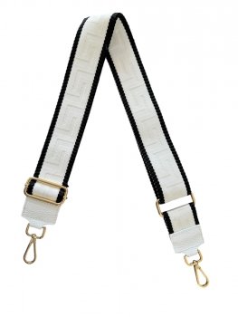 Modny Pasek Do Torebki Geometric PA005 Biały/Czarny