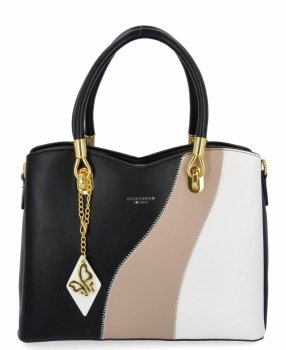 Stylowa Torebka Damska Kuferek 3 Komory firmy Herisson 275A151 Czarna/Biała