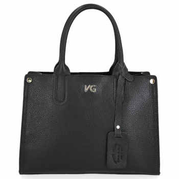 Vittoria Gotti Klasyczny Kuferek Skórzany Made in Italy Czarny