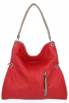 Uniwersalna Torebka Damska Shopper Bag XL firmy Hernan HB0170 Czerwona/Ciemno Beżowa