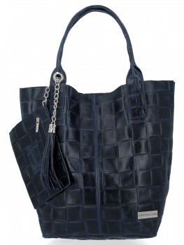 GEANȚĂ DIN PIELE shopper bag Vittoria Gotti bleumarin B22