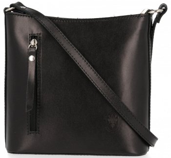 GEANȚĂ DIN PIELE tip poștaș Genuine Leather negru 6002