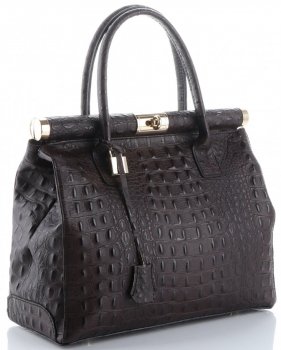 GEANȚĂ DIN PIELE cufăr Genuine Leather ciocolatiu 7727