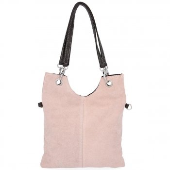 GEANȚĂ DIN PIELE tip poștaș Genuine Leather roz de pudră 222