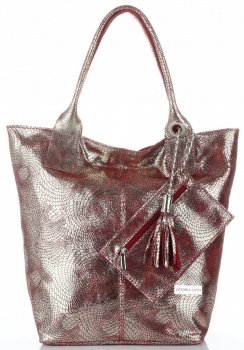 GEANȚĂ DIN PIELE shopper bag Vittoria Gotti argint V6141