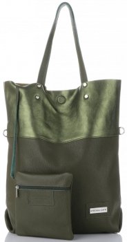 GEANȚĂ DIN PIELE shopper bag Vittoria Gotti verde V6538