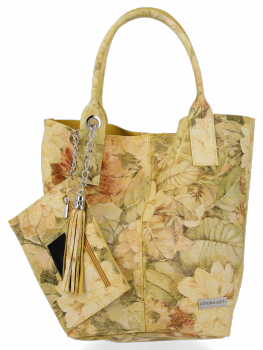 GEANȚĂ DIN PIELE shopper bag Vittoria Gotti galben VG91