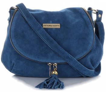 GEANȚĂ DIN PIELE tip poștaș Vittoria Gotti denim V414D