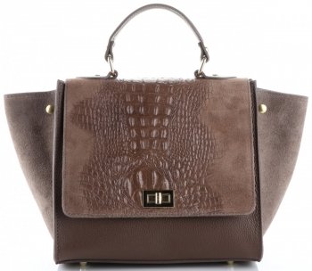 GEANȚĂ DIN PIELE cufăr Genuine Leather maro pământiu 295