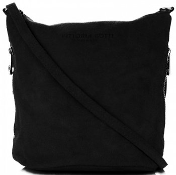 GEANȚĂ DIN PIELE tip poștaș Vittoria Gotti negru V135