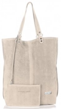 GEANȚĂ DIN PIELE shopper bag Vittoria Gotti bej V22