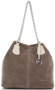 GEANȚĂ DIN PIELE shopper bag Vittoria Gotti maro pământiu V3081