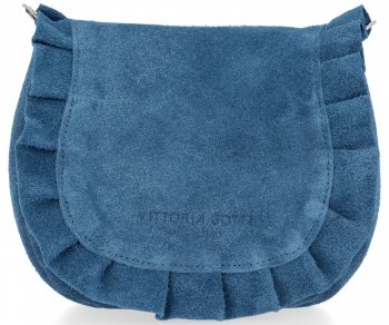 GEANȚĂ DIN PIELE tip poștaș Vittoria Gotti denim V5998