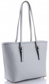 GEANȚĂ DIN PIELE clasică Genuine Leather gri deschis 3303