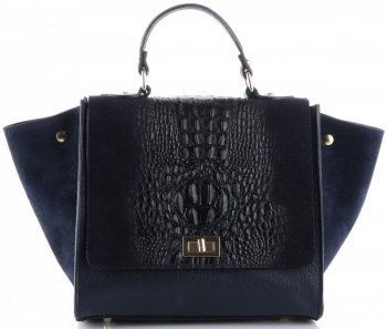 GEANȚĂ DIN PIELE cufăr Genuine Leather bleumarin 295