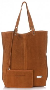 GEANȚĂ DIN PIELE shopper bag Vittoria Gotti roșcat V22