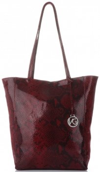 GEANȚĂ DIN PIELE shopper bag Vittoria Gotti vișiniu V16299