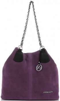 GEANȚĂ DIN PIELE shopper bag Vittoria Gotti mov V3081