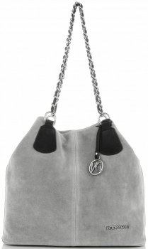 GEANȚĂ DIN PIELE shopper bag Vittoria Gotti gri deschis V3081