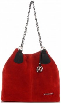 GEANȚĂ DIN PIELE shopper bag Vittoria Gotti roșu V3081
