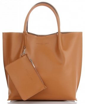 GEANȚĂ DIN PIELE shopper bag Vittoria Gotti roșcat V355
