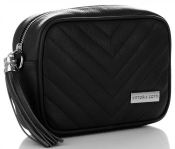 GEANȚĂ DIN PIELE tip poștaș Vittoria Gotti negru V3288K