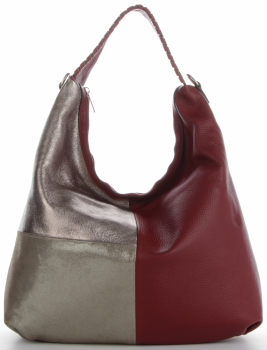 GEANȚĂ DIN PIELE shopper bag Genuine Leather roșu 5521