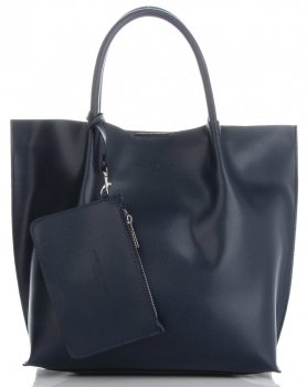 GEANȚĂ DIN PIELE shopper bag Vittoria Gotti bleumarin V355