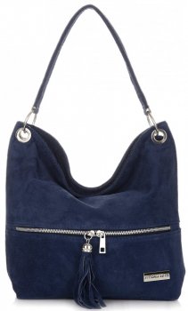 GEANȚĂ DIN PIELE shopper bag Vittoria Gotti bleumarin V3821