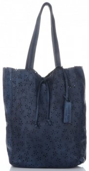 GEANȚĂ DIN PIELE shopper bag Vittoria Gotti bleumarin VL299