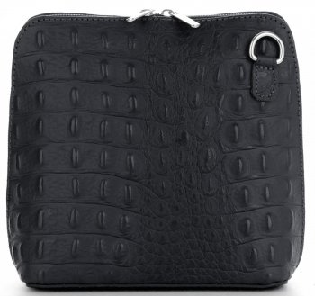 GEANȚĂ DIN PIELE tip poștaș Genuine Leather negru 218