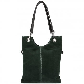 GEANȚĂ DIN PIELE tip poștaș Genuine Leather verde de sticlă 222