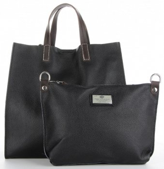 GEANȚĂ DIN PIELE universală Genuine Leather negru 691756