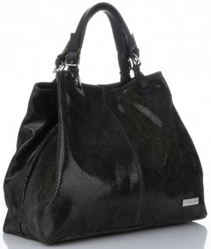 GEANȚĂ DIN PIELE shopper bag Vittoria Gotti verde de sticlă V898GPIT