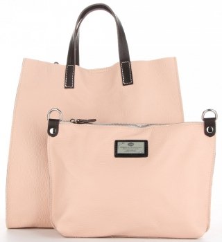 GEANȚĂ DIN PIELE universală Genuine Leather roz de pudră 691756