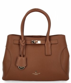 Geantă de damă tip cutie 3 compartimente firma Herisson 275C6016 maro