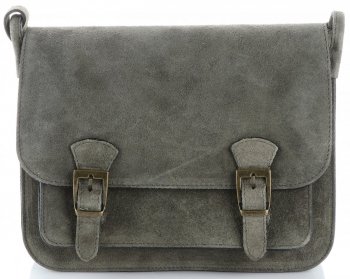GEANȚĂ DIN PIELE tip poștaș Genuine Leather bej închis 1643
