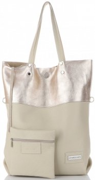 GEANȚĂ DIN PIELE shopper bag Vittoria Gotti bej V6538