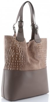 GEANȚĂ DIN PIELE shopper bag Genuine Leather maro pământiu 216