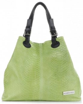GEANȚĂ DIN PIELE shopper bag Vittoria Gotti verde deschis V2L