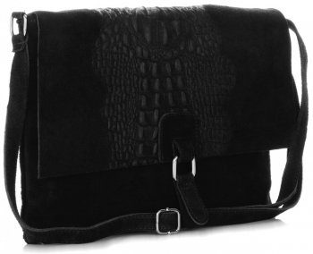 GEANȚĂ DIN PIELE tip poștaș Vittoria Gotti negru V1300