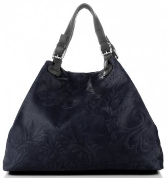 GEANȚĂ DIN PIELE shopper bag Genuine Leather bleumarin 898G