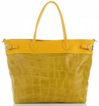 GEANȚĂ DIN PIELE shopper bag Vittoria Gotti galben V691622